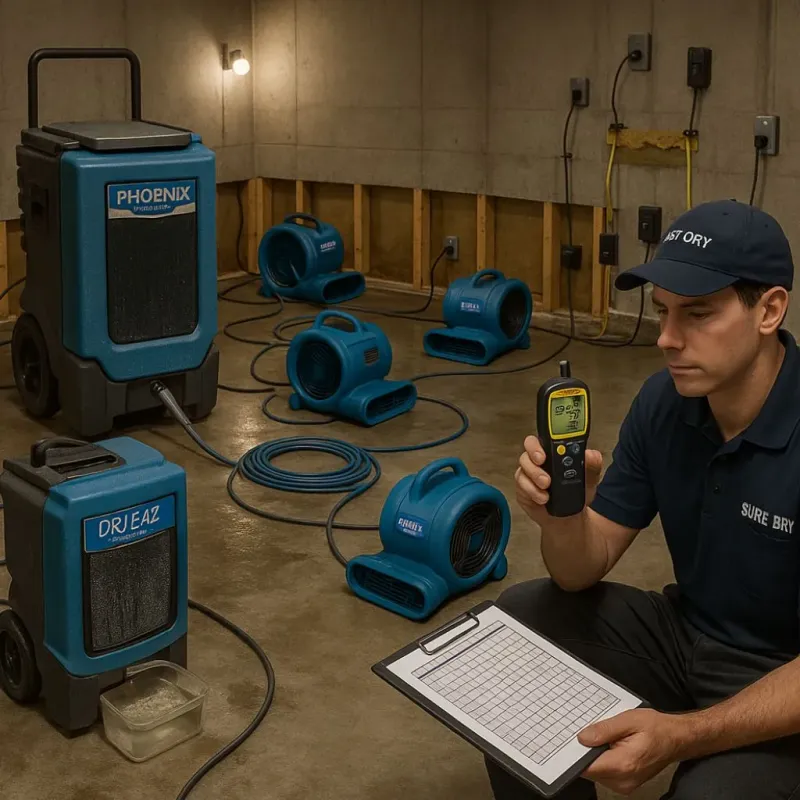 Structural Drying and Dehumidification process in Calverton, NY